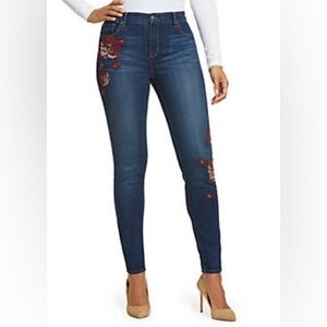 Gloria Vanderbilt Women's Jessa Embroidered Rose Bouquet Skinny Jeans Sz 12 Chic